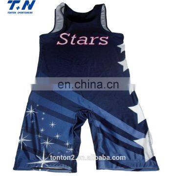 Wholesale cheap sublimation printed men's wrestling singlet