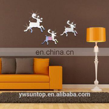 Room Decoration Christmas Reindeer Removable Mirror Wall Sticker Home Decoration Wholesale