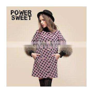 Lovely lady raccoon fur coat latest design 2013