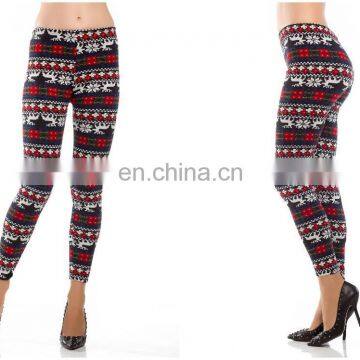 Top design print snowflake knitted winter legging