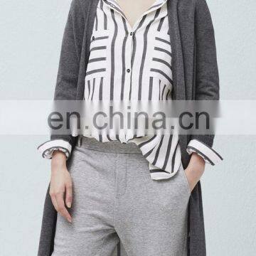 Long Cotton Cardigan Side Slit Hem Women Sweater photo-3