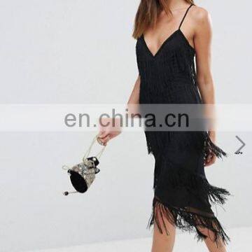 2017 Sexy Sleeveless Strap Tassels Dresses New American Fashion Women Club Party Dress photo-6