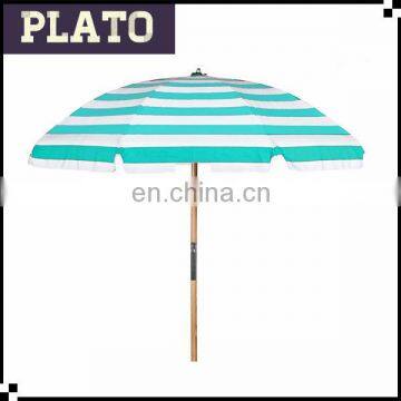 Green&white stripe wooden beach umbrella,garden umbrella