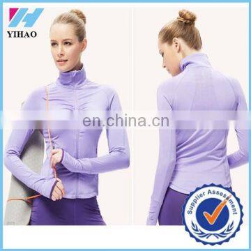 Yihao 2015 high quality new fashon women zip plain long sleeves plain hoodies Yoga running wholesale custom China hoodies