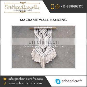 White Fabric Hand Woven Vintage Look Macrame Wall Hanging
