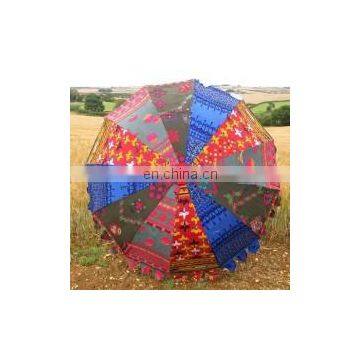 Big Garden Umbrella Patio Colorful Embroidery Parasol Handmade work Vintage Decor Garden Umbrella Decor cotton Home decor Art