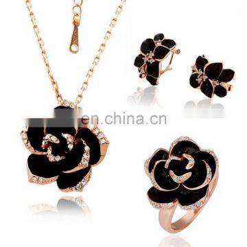 Jewelry set 2015 fashion rhinestone rose gold enamel jewelry set