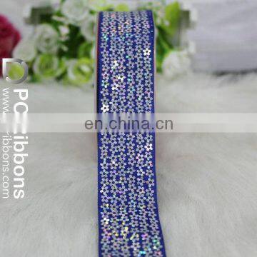 Red Fabric Trim Embroidery Gold Sequin Ribbon photo-4