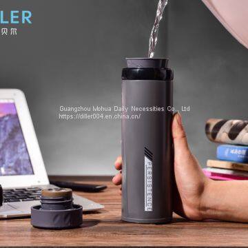 500ml White Dark Brown Double Wall Stainless Steel Sealed Insulated Thermos Vacuum Water Bottle photo-2