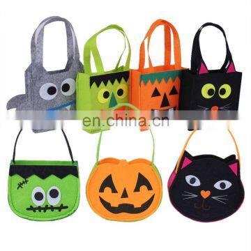 New Customized Printed Felt Trick Treat Tote Bags Halloween Felt Pumpkin Candy Bag photo-6