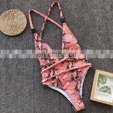 5colors Sexy Sports Bathing Suits Women's Swimwear Plunging V Neck One Piece Swimsuit photo-4