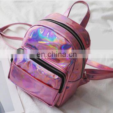 2020 Fashion Holographic Laser Shiny Bag Leather Rainbow Mini Backpack For Girl photo-3