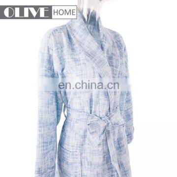 Competitive Price Blue 100 Cotton Unisex Space Dyed Printed Waffle Bathrobe photo-3