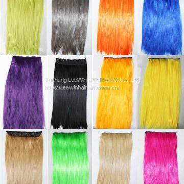 Straight Style 55Cm Single Color 5 Clips in Synthetic Hair Extension 100g-120g Matt Fiber 5pcs/lot photo-5