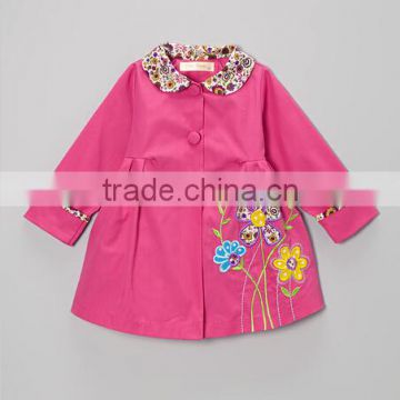 2014 New design for children 's winter Hot Pink Flower Coat