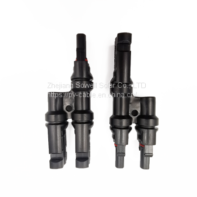 Professional 2T1 Photovoltaic branch connector ralated 1000V MC4 connector compatibility PV connector