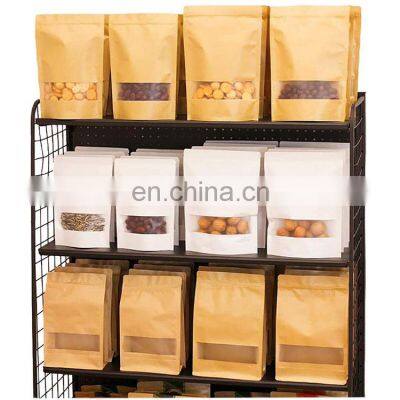 Factory Price Custom Printing Resealable Zip Lock Bag Kraft Stand up Pouch Side Gusset Coffee/Tea Bag Packaging With Window