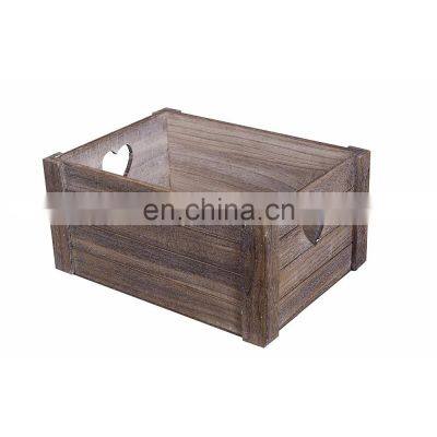 Display Plants Fruits Storage Gift Hamper Heart Shaped Cut Wooden Crates photo-2