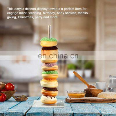 Clear Acrylic Donuts Stands Bagels Holder Doughnut Dessert Stand Table for Wedding Birthday Party photo-4