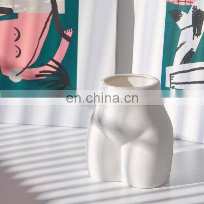 2021 Nordic White Vintage Minimalist Modern Abstract Handmade Medium Torso Sculptures for Home Decor Flower Vase