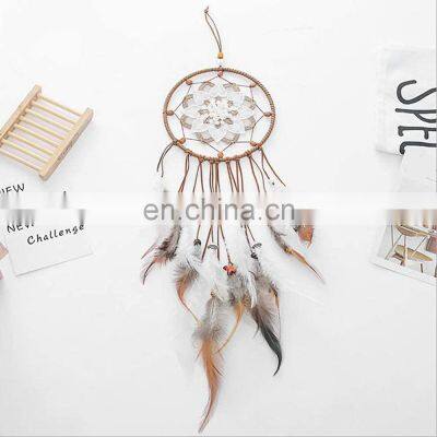 Free Shipping Online Macrame White Hanging Feather Wall Deco Bead Easy Craft Wholesale Home Decor Dream Catchers