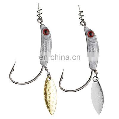 JOHNCOO Weighted Swimbait Hooks with Blade Attachment Fishing Lures Jig Heads Weighted Twistlock Crankbait Fishing Spinner Bait