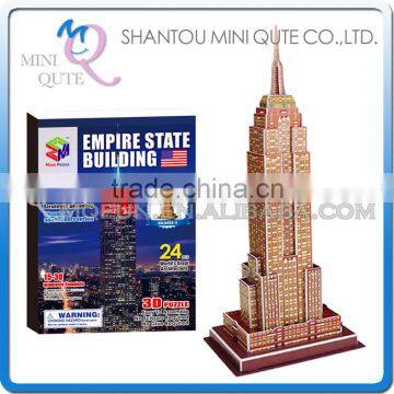 Mini Qute Empire State building block world architecture 3d paper diy model cardboard jigsaw puzzle educational toy NO.B668-3