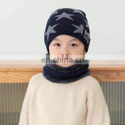 2Pcs Children's Thick Winter Warm Beanie Hat Knitted Winter Kids Hat And Scarf Set For Girls Boys