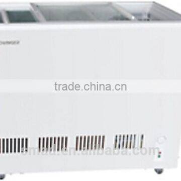 transparent display sliding glass flat door chest freezer china manufacturer with high quality