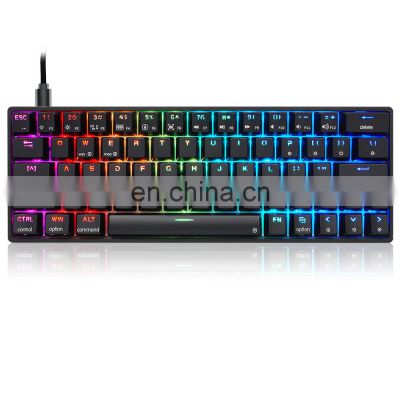 SK64 Gateron Optical Switches Double Shot Keycaps RGB Usb Mechanical Desktop USB Type C Nootebook Mini Keyboard Wired GK64