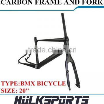 high quality cheap 20inch BMX Carbon bicycle frame carbon Fork Carbon BXM frame