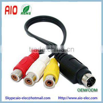 Mini DIN 7 Pin to 3 RCA MALE TO FEMALE Audio Video Cable