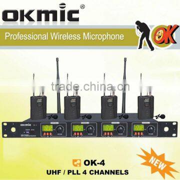 OKMIC UHF/PLL 4 Channel Wirelesss Microphone