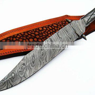 udk h28" custom handmade Damascus bowie knife/ hunting knife with full Damascus steel handle