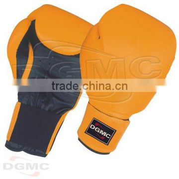 Leather training boxing gloves with orange color