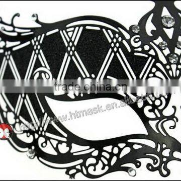 Black Swan Metal Filigree Laser Cut Venetian Masquerade Mask w/ Rhinestones NEW photo-3