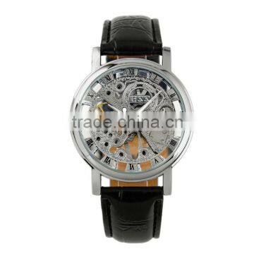 Men's Silver Skeleton Hand-Wind Up Mechanical Watch WM119-ESS