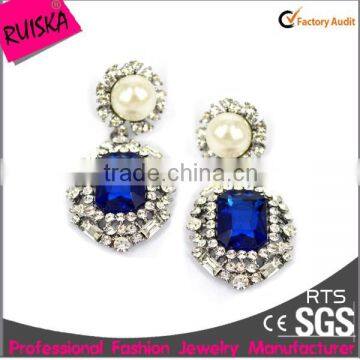 Newest Style High Quality Latest Crystal Rhinestone Earrings With Imitation Pearl