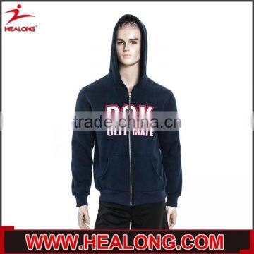 black color thin fleece autumn wear zipper pocket hoodie with embroideryed logo