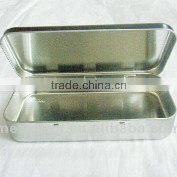 packaging metal box with hinged lid