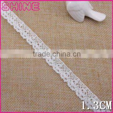 Garment accessy 0.53" Small Order In Stock 100% Cotton Lace,Wholesale Cheap Crocheting Cotton Woman Dress Decoration Trim