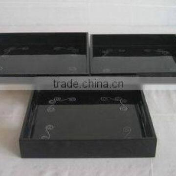 Set of three square lacquered tray TK Vietnam