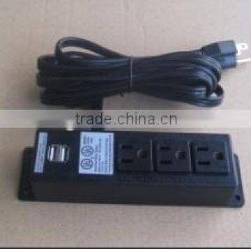 UL 3 Outlet Power Strip With Dual USB Port for Hotel Using photo-2