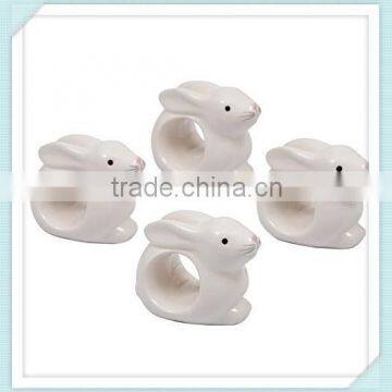 Bunny White Ceramic Napkin Rings for Easter Decoration