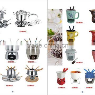 MSF-3566 South America Chocolate Fondue Pot 12pcs Stainless Steel Cheese Fondue Set