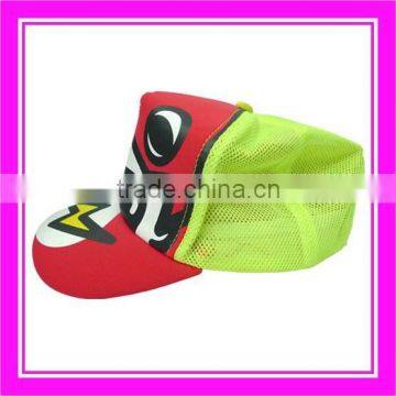 High Quality Baby Schnauzer Flash Adjustable Plastic Snapback Polyester Printed Red Yellow Mesh Trucker Cap