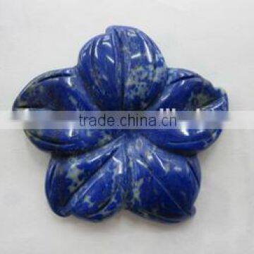 Lapis Lazuli Flower Pendant for Necklace Gemstone Carving photo-2