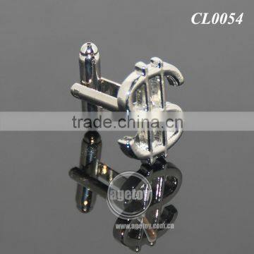 Hollow Out Dollar Sign Shaped Souvenir Zinc Alloy Metal Engrave Financial Cufflink For Mens Shirts photo-3