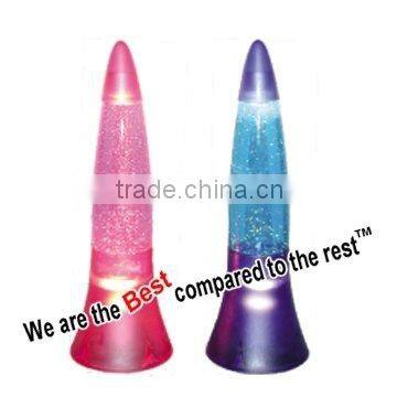 hot selling 15" rocket shape plastic GLITTER LAMP 4993