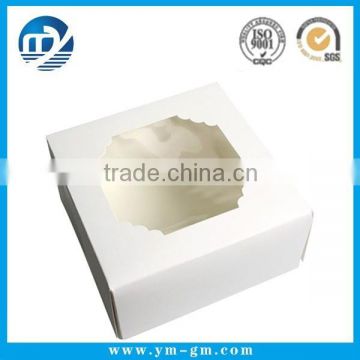 Single fancy paper white cake box with window